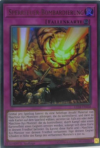 Sperrfeuer-Bombardierung LED4-DE038 ist in Ultra Rare Yu-Gi-Oh Karte aus Legendary Duelists Sisters of the Rose 1. Auflage