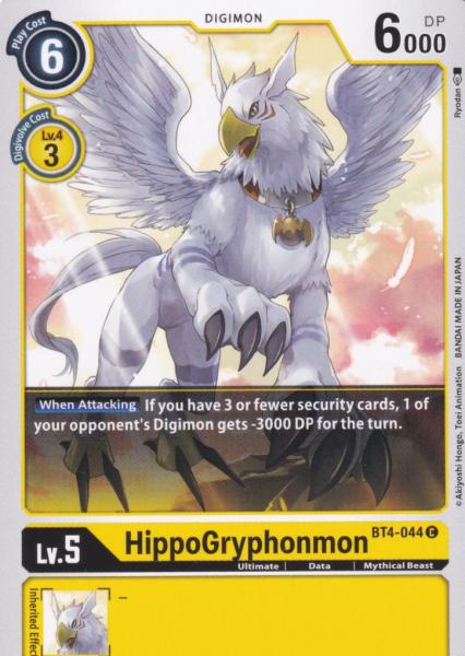 HippoGryphonmon BT4-044 ist in Common. Die Digimon Karte ist aus Great Legend BT04 