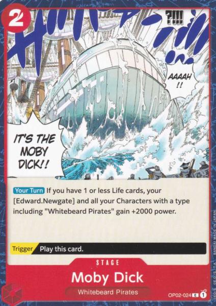 Moby Dick OP02-024 ist in Common. Die One Piece Karte ist aus Paramount War OP-02 in Normal Art.