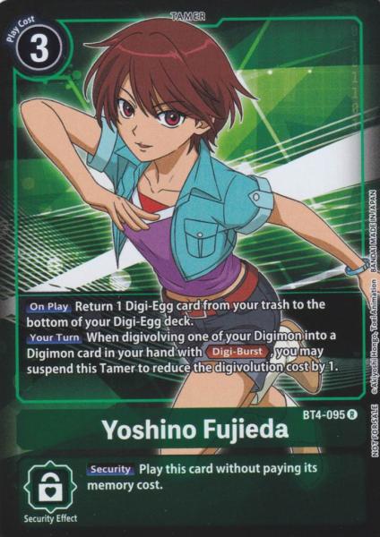 Yoshino Fujieda BT4-095 ist in Alternative Art Holo. Die Digimon Karte ist aus Great Legend BT04 