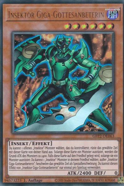 Insektor Giga-Gottesanbeterin GFP2-DE063 ist in Ultra Rare Yu-Gi-Oh Karte aus Ghosts from the Past The 2nd Haunting 1.Auflage