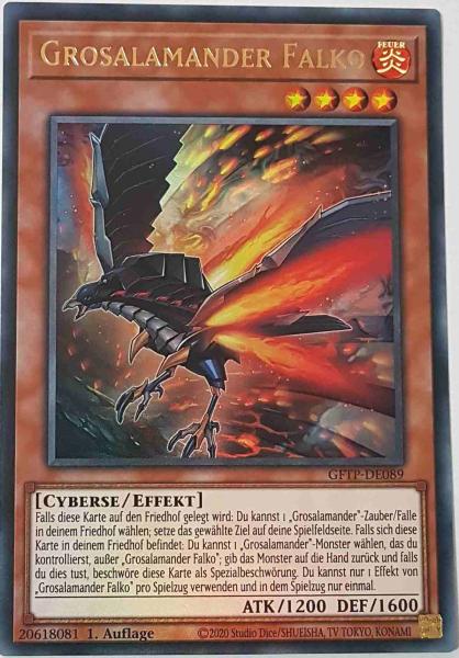 Grosalamander Falko GFTP-DE089 ist in Ultra Rare Yu-Gi-Oh Karte aus Ghost From The Past 1.Auflage