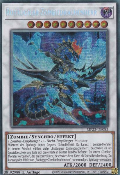 Rotäugiger Zombiedrachenherr MP23-DE083 ist in Prismatic Secret Rare Yu-Gi-Oh Karte aus 25th Anniversary Tin Dueling Heroes 1.Auflage