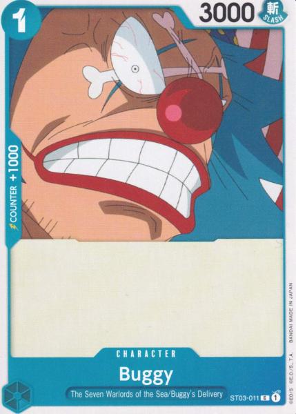 Buggy ST03-011 ist in Common. Die One Piece Karte ist aus The Seven Warlords of the Sea ST03 in Normal Art.