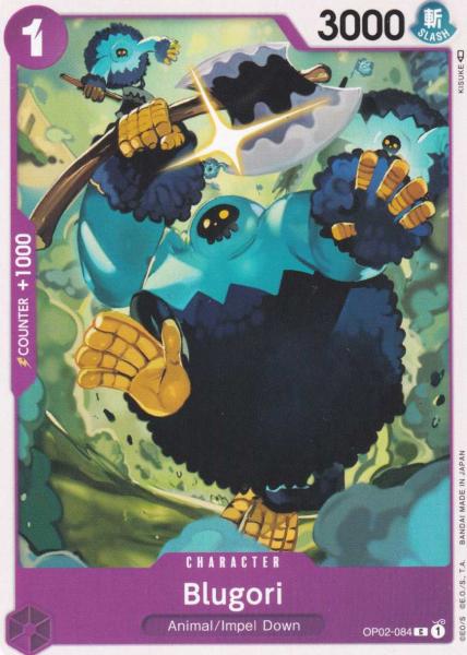 Blugori OP02-084 ist in Common. Die One Piece Karte ist aus Paramount War OP-02 in Normal Art.
