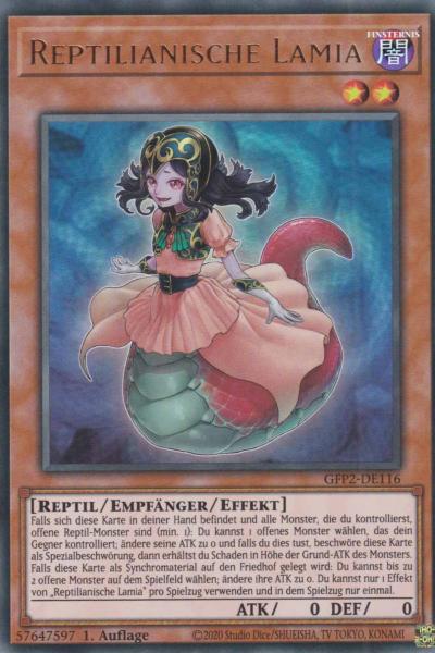 Reptilianische Lamia GFP2-DE116 ist in Ultra Rare Yu-Gi-Oh Karte aus Ghosts from the Past The 2nd Haunting 1.Auflage