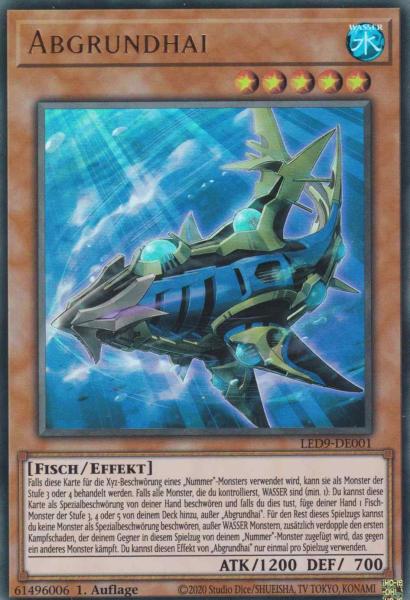 Abgrundhai LED9-DE001 ist in Ultra Rare Yu-Gi-Oh Karte aus Legendary Duelists Duels from the Deep 1.Auflage
