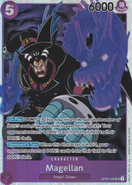 Magellan OP02-085 ist in Super Rare. Die One Piece Karte ist aus Paramount War OP-02 in Normal Art.
