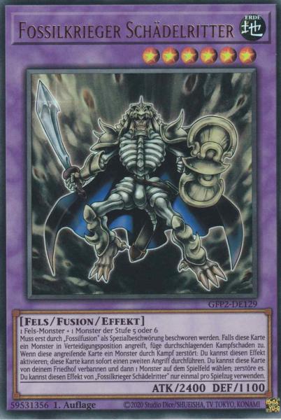 Fossilkrieger Schädelritter GFP2-DE129 ist in Ultra Rare Yu-Gi-Oh Karte aus Ghosts from the Past The 2nd Haunting 1.Auflage