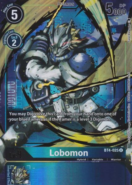 Lobomon BT4-025 ist in Alternative Art Holo. Die Digimon Karte ist aus Great Legend BT04 