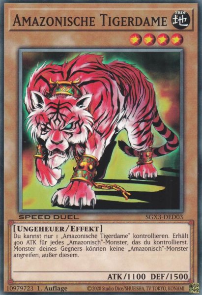 Amazonische Tigerdame SGX3-DED03 ist in Common Yu-Gi-Oh Karte aus Speed Duel GX: Duelists of Shadows 1.Auflage