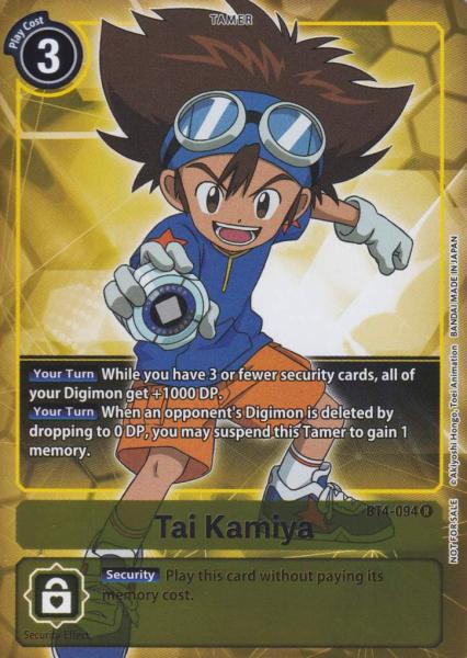 Tai Kamiya BT4-094 ist in Alternative Art Holo. Die Digimon Karte ist aus Great Legend BT04 