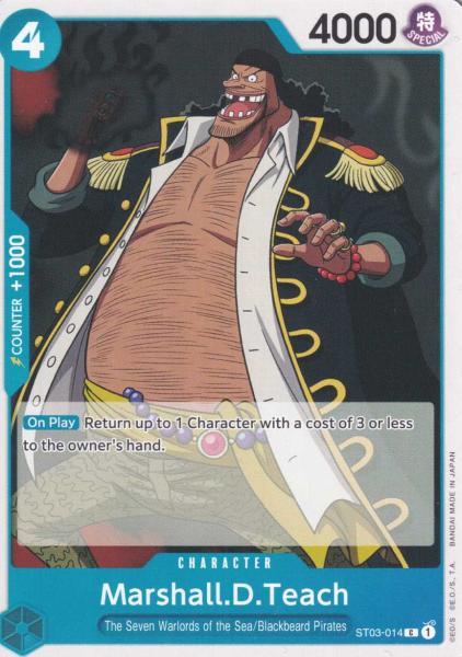 Marshall.D.Teach ST03-014 ist in Common. Die One Piece Karte ist aus The Seven Warlords of the Sea ST03 in Normal Art.