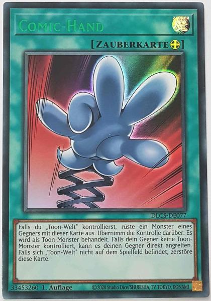 Comic-Hand (grün) DLCS-DE077-G ist in Colorful Ultra Rare Yu-Gi-Oh Karte aus Dragons of Legend The Complete Series 1.Auflage