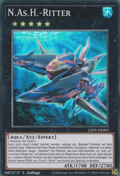 N.As.H.-Ritter LED9-DE003 ist in Super Rare Yu-Gi-Oh Karte aus Legendary Duelists Duels from the Deep 1.Auflage