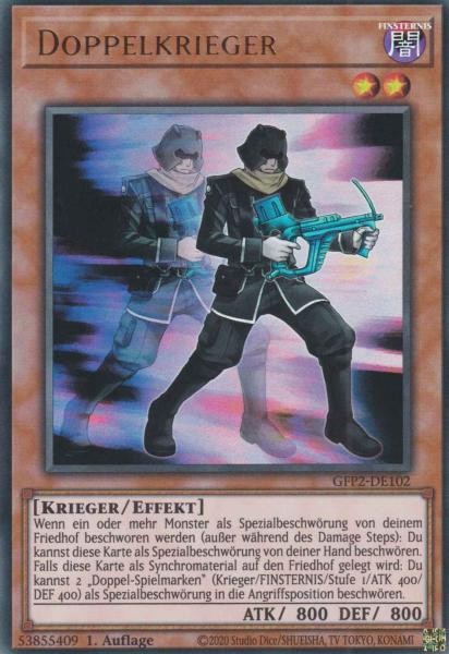 Doppelkrieger GFP2-DE102 ist in Ultra Rare Yu-Gi-Oh Karte aus Ghosts from the Past The 2nd Haunting 1.Auflage