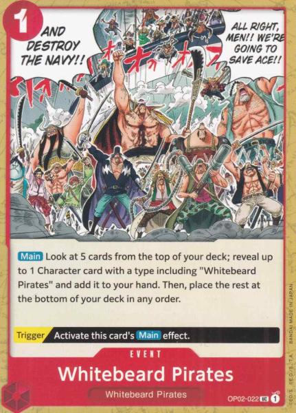 Whitebeard Pirates OP02-022 ist in Uncommon. Die One Piece Karte ist aus Paramount War OP-02 in Normal Art.