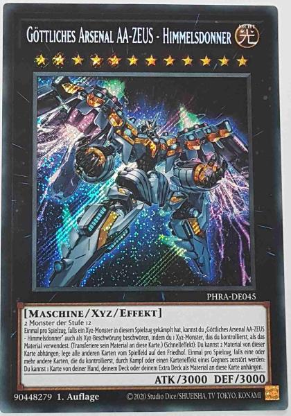 Göttliches Arsenal AA-ZEUS - Himmelsdonner PHRA-DE045 ist in Secret Rare Yu-Gi-Oh Karte aus Phantom Rage 1. Auflage