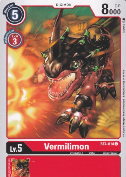 Vermilimon BT4-014 ist in Common. Die Digimon Karte ist aus Great Legend BT04 