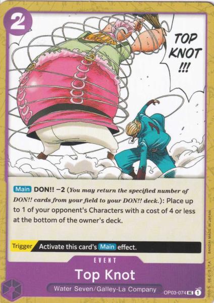 Top Knot OP03-074 ist in Uncommon. Die One Piece Karte ist aus Pillars of Strength OP-03 in Normal Art.