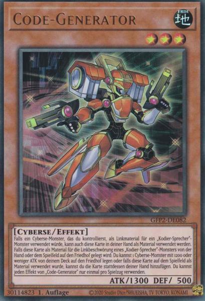 Code-Generator GFP2-DE082 ist in Ultra Rare Yu-Gi-Oh Karte aus Ghosts from the Past The 2nd Haunting 1.Auflage