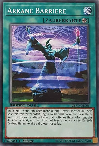 Arkane Barriere SBAD-DE005 ist in Common Yu-Gi-Oh Karte aus Speed Duel Attack from the Deep 1. Auflage