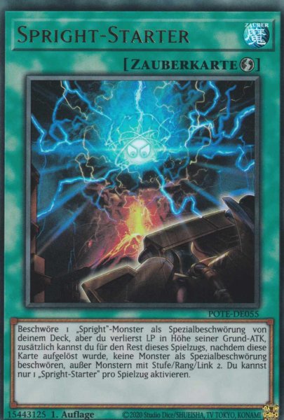 Spright-Starter POTE-DE055 ist in Ultra Rare Yu-Gi-Oh Karte aus Power of the Elements 1.Auflage