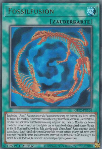 Fossilfusion GFP2-DE166 ist in Ultra Rare Yu-Gi-Oh Karte aus Ghosts from the Past The 2nd Haunting 1.Auflage