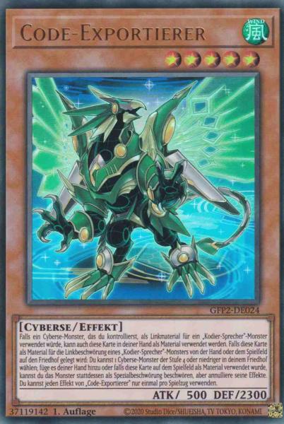 Code-Exportierer GFP2-DE024 ist in Ultra Rare Yu-Gi-Oh Karte aus Ghosts from the Past The 2nd Haunting 1.Auflage