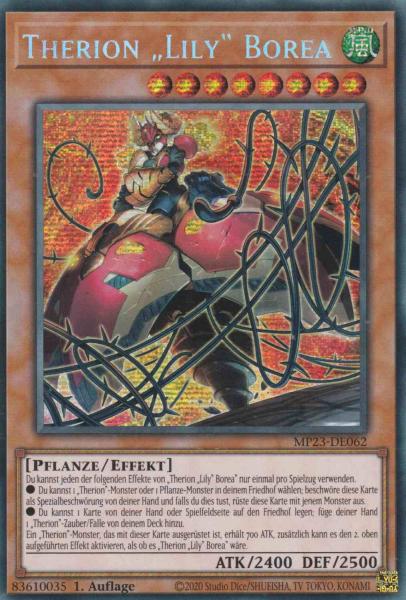 Therion „Lily“ Borea MP23-DE062 ist in Prismatic Secret Rare Yu-Gi-Oh Karte aus 25th Anniversary Tin Dueling Heroes 1.Auflage