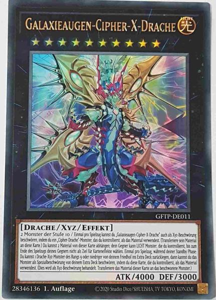 Galaxieaugen-Cipher-X-Drache GFTP-DE011 ist in Ultra Rare Yu-Gi-Oh Karte aus Ghost From The Past 1.Auflage