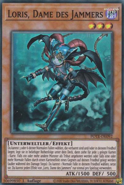 Loris, Dame des Jammers POTE-DE092 ist in Super Rare Yu-Gi-Oh Karte aus Power of the Elements 1.Auflage
