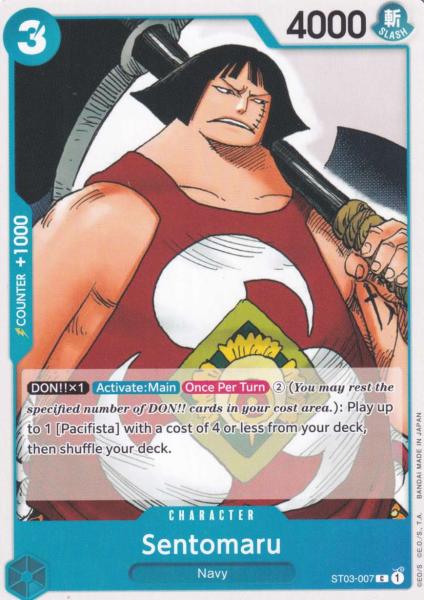 Sentomaru ST03-007 ist in Common. Die One Piece Karte ist aus The Seven Warlords of the Sea ST03 in Normal Art.