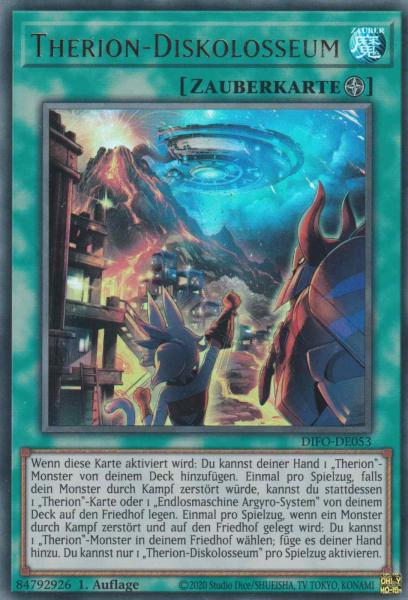 Therion-Diskolosseum DIFO-DE053 ist in Ultra Rare Yu-Gi-Oh Karte aus Dimension Force 1.Auflage