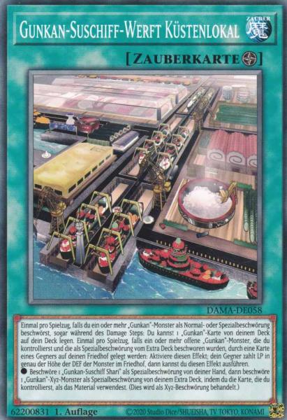 Gunkan-Suschiff-Werft Küstenlokal DAMA-DE058 ist in Common Yu-Gi-Oh Karte aus Dawn of Majesty 1.Auflage