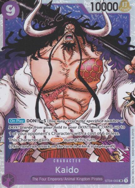 Kaido ST04-003 ist in Super Rare. Die One Piece Karte ist aus Animal Kingdom Pirates ST04 in Normal Art.