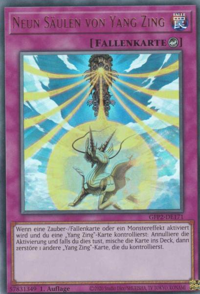 Neun Säulen von Yang Zing GFP2-DE171 ist in Ultra Rare Yu-Gi-Oh Karte aus Ghosts from the Past The 2nd Haunting 1.Auflage