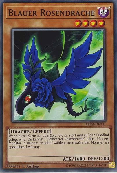 Blauer Rosendrache LED4-DE031 ist in Common Yu-Gi-Oh Karte aus Legendary Duelists Sisters of the Rose 1. Auflage