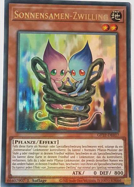 Sonnensamen-Zwilling GFTP-DE017 ist in Ultra Rare Yu-Gi-Oh Karte aus Ghost From The Past 1.Auflage