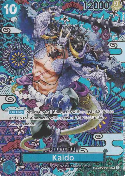 Kaido OP04-044 ist in Special Card. Die One Piece Karte ist aus Awakening of the New Era in Parallel Alternative Art.