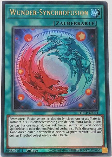 Wunder-Synchrofusion GFTP-DE111 ist in Ultra Rare Yu-Gi-Oh Karte aus Ghost From The Past 1.Auflage