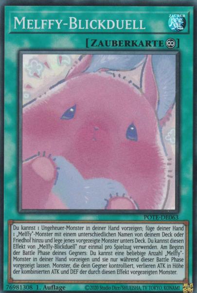 Melffy-Blickduell POTE-DE063 ist in Super Rare Yu-Gi-Oh Karte aus Power of the Elements 1.Auflage