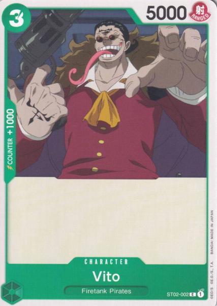 Vito ST02-002 ist in Common. Die One Piece Karte ist aus Worst Generation ST02 in Normal Art.
