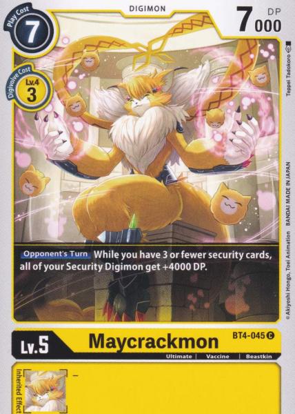 Maycrackmon BT4-045 ist in Common. Die Digimon Karte ist aus Great Legend BT04 
