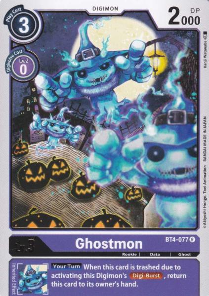 Ghostmon BT4-077 ist in Rare. Die Digimon Karte ist aus Great Legend BT04 